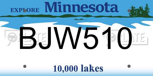 BJW510 Minnesota License Plate