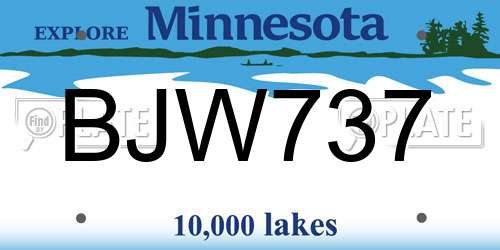 BJW737 Minnesota License Plate