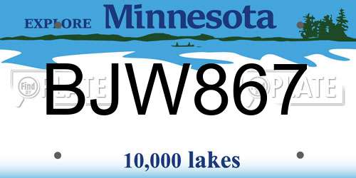 BJW867 Minnesota License Plate