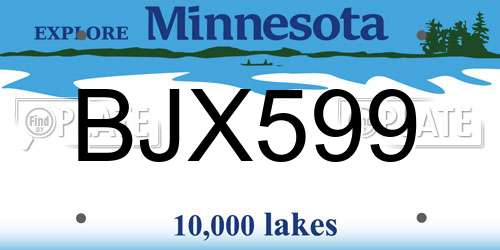 BJX599 Minnesota License Plate