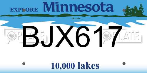 BJX617 Minnesota License Plate