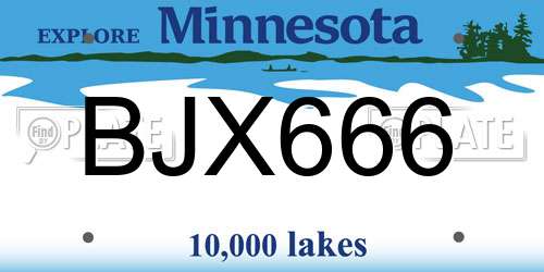 BJX666 Minnesota License Plate