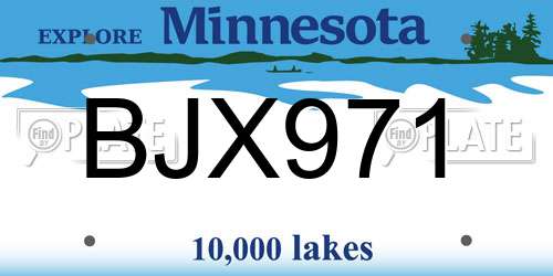 BJX971 Minnesota License Plate