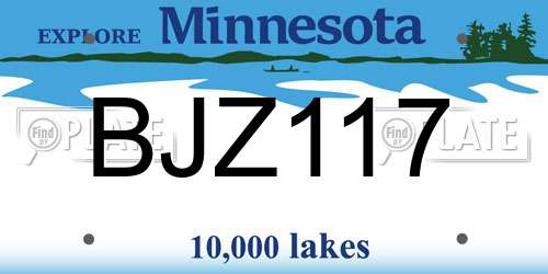 BJZ117 Minnesota License Plate