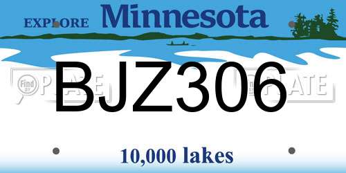 BJZ306 Minnesota License Plate