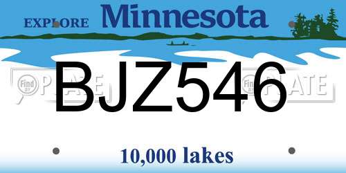 BJZ546 Minnesota License Plate