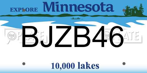 BJZB46 Minnesota License Plate