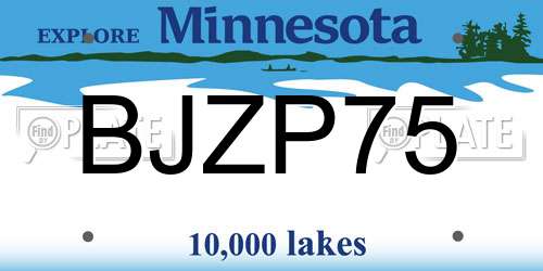 BJZP75 Minnesota License Plate