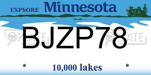 BJZP78 Minnesota License Plate