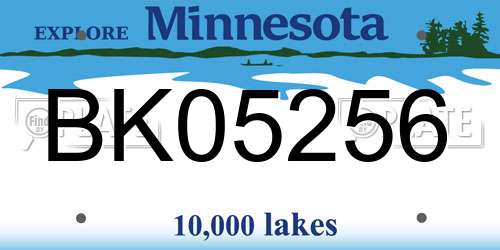 BK05256 Minnesota License Plate