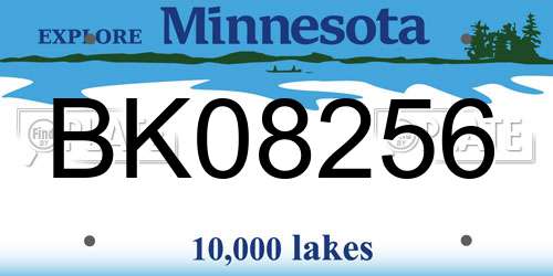BK08256 Minnesota License Plate