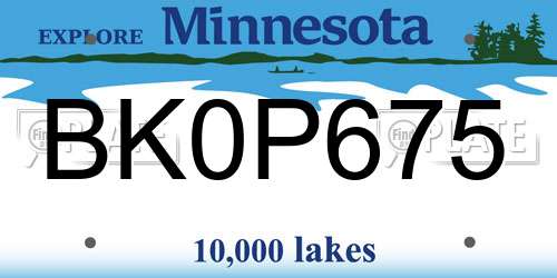 BK0P675 Minnesota License Plate