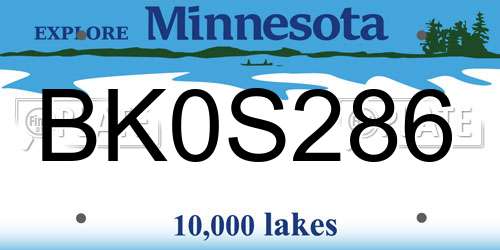 BK0S286 Minnesota License Plate