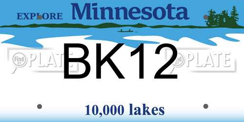 BK12 Minnesota License Plate