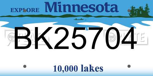 BK25704 Minnesota License Plate