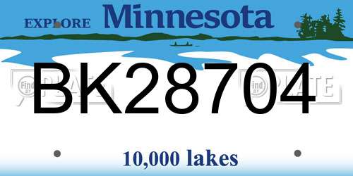 BK28704 Minnesota License Plate