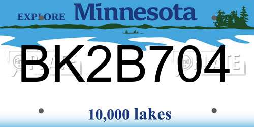 BK2B704 Minnesota License Plate