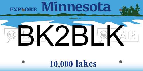 BK2BLK Minnesota License Plate