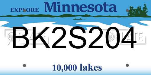 BK2S204 Minnesota License Plate