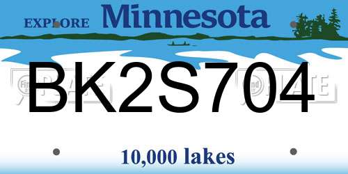 BK2S704 Minnesota License Plate