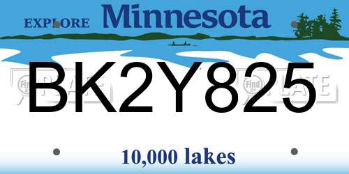 BK2Y825 Minnesota License Plate
