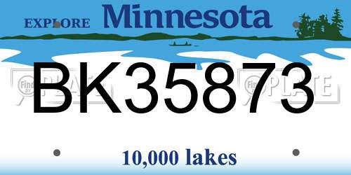 BK35873 Minnesota License Plate