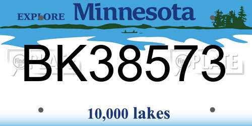 BK38573 Minnesota License Plate