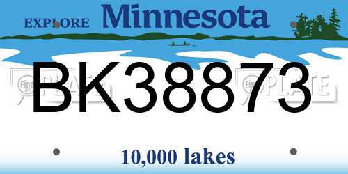 BK38873 Minnesota License Plate