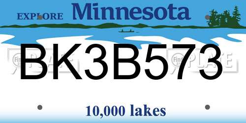 BK3B573 Minnesota License Plate