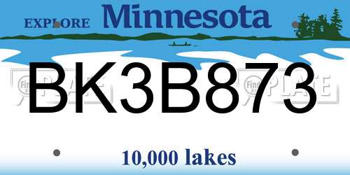 BK3B873 Minnesota License Plate