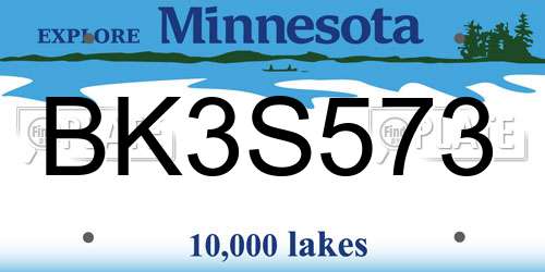 BK3S573 Minnesota License Plate