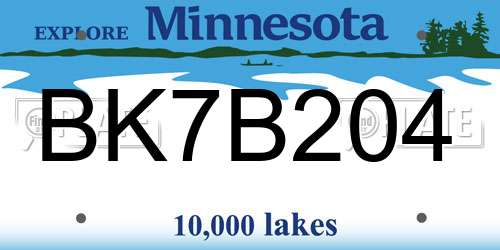 BK7B204 Minnesota License Plate