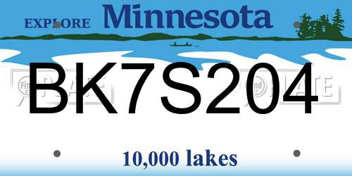BK7S204 Minnesota License Plate