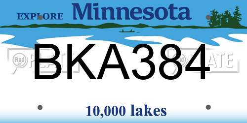 BKA384 Minnesota License Plate