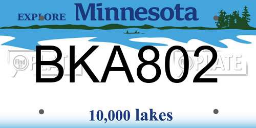 BKA802 Minnesota License Plate