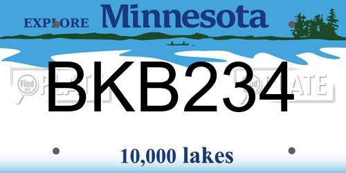 BKB234 Minnesota License Plate