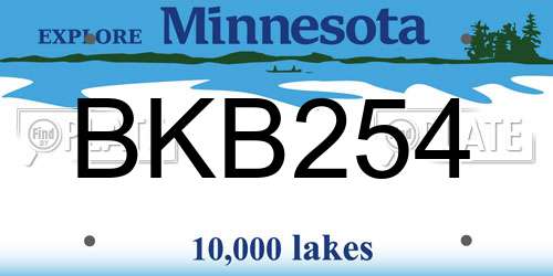BKB254 Minnesota License Plate