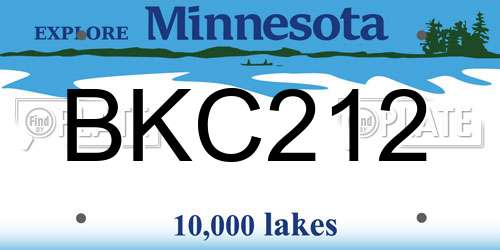 BKC212 Minnesota License Plate