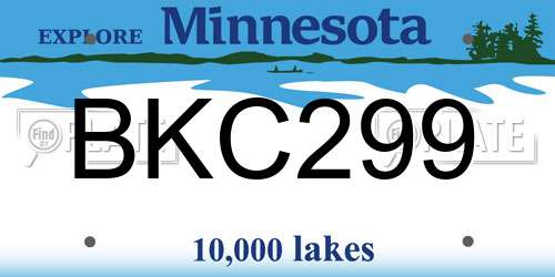 BKC299 Minnesota License Plate