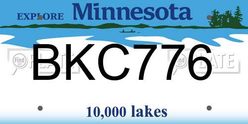 BKC776 Minnesota License Plate