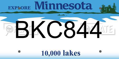 BKC844 Minnesota License Plate