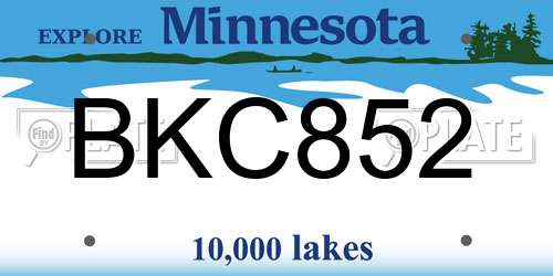 BKC852 Minnesota License Plate