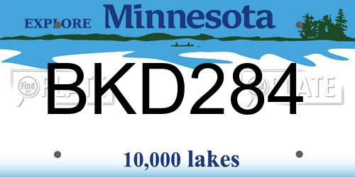 BKD284 Minnesota License Plate