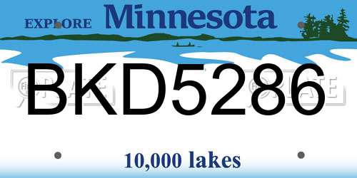 BKD5286 Minnesota License Plate