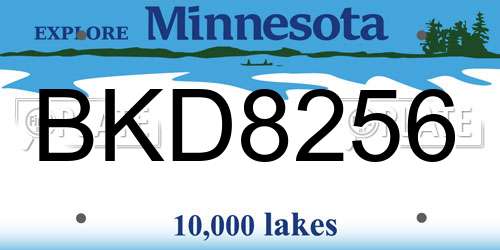 BKD8256 Minnesota License Plate