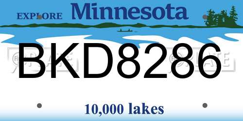 BKD8286 Minnesota License Plate