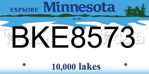 BKE8573 Minnesota License Plate