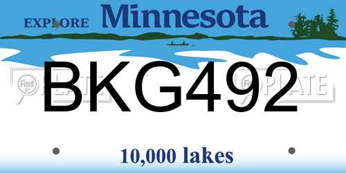 BKG492 Minnesota License Plate