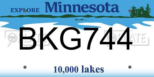 BKG744 Minnesota License Plate