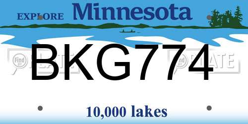 BKG774 Minnesota License Plate